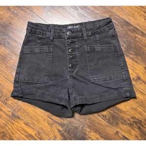 Judy Blue Womens Black High Waisted Button Fly Denim Shorts Size 29 JB150117BK